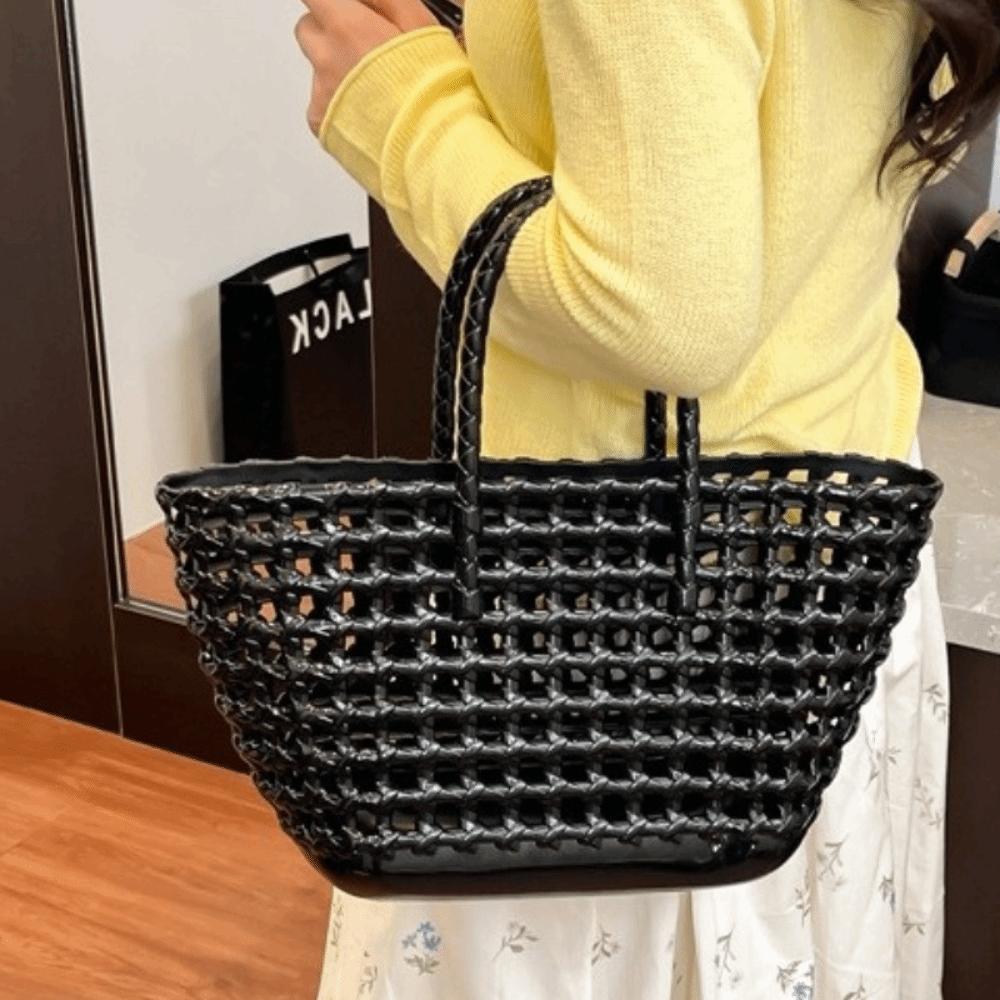Large-capacity Hollow Beach Bag Candy Color Reusable PVC Basket Durable Portable Tote Bag Holiday