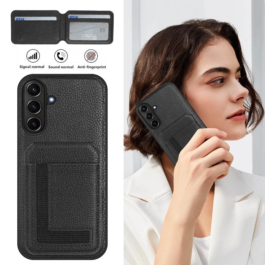 Leder-Kartensteckplatz, abnehmbare magnetische Stoßstangen-Telefonhülle für Samsung A06 A16 A15 A14 A55, Xiaomi 14T, Redmi 14C, Honor Moto, weiche Silikon-Ständerrückseite