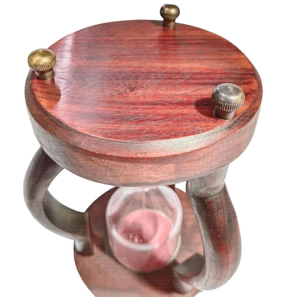 Personalized Sand Timer 10 Min Hourglass (Round Base, Pink) - Handmade Wood Hourglass Sand Timer, Wooden Home Decoration, Christmas Decor