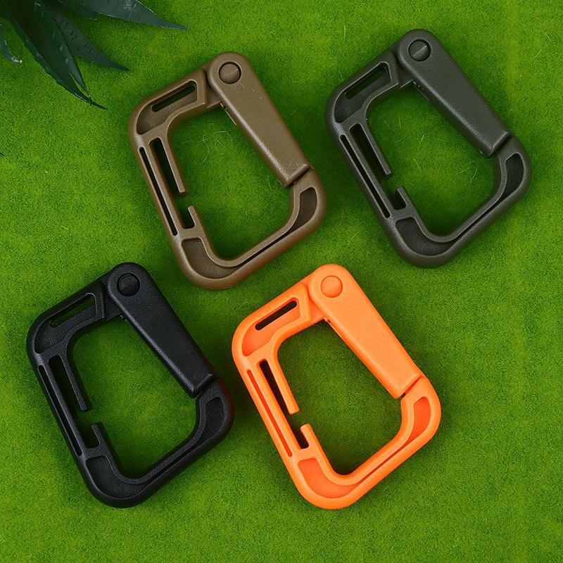 5Pcs Outdoor Plasctic Shackle Carabiner D Type Backpack Hanging Webbing Hook Buckle Multi Outdoor Hiking Camping Gear