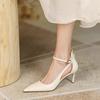 Fashion So Comfortable! French One-strap Flip-flops with Thin Heels, Pointed Tips and High Heels, A Fashionable Single-shoe Woman