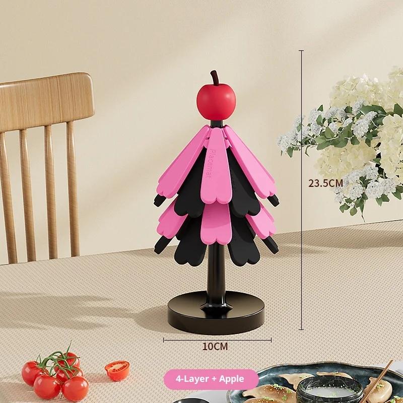 Hot Four Layer Silicone Tree Trivets Heat Resistant Table Mat Coaster Anti Scald Pot Mat Creative Home Decoration Festival Gift