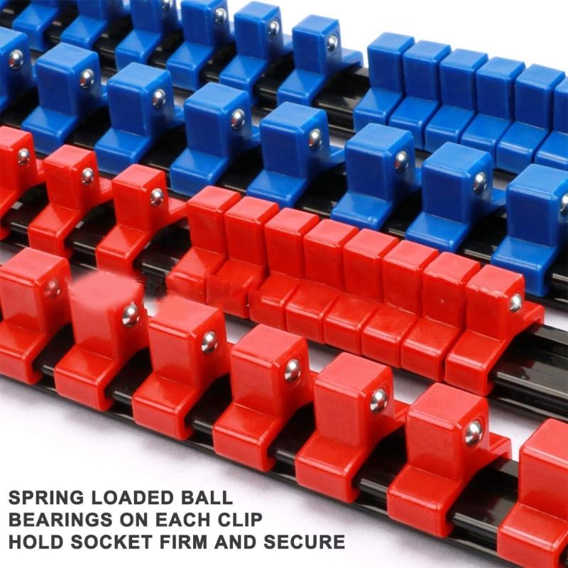 6Pcs ABS Socket Wrenchs Holder Adjustable Finisher 1/4 3/8 1/2 Storage Mountable Sliding Stand Sleeve Holder Rail Rack