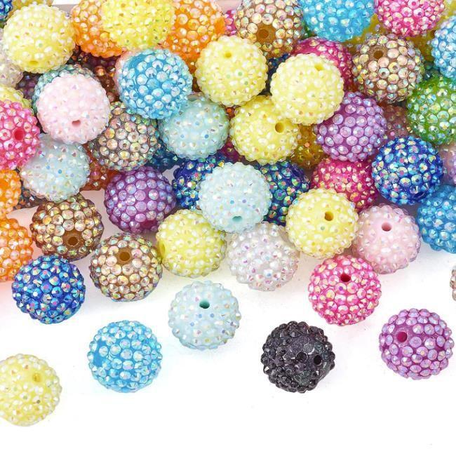 10MM-22MM Eco-Friendly Painted Resin Drill Ball Beads Mixed Color AB Color DIY Chunky Beads Garment Accessories