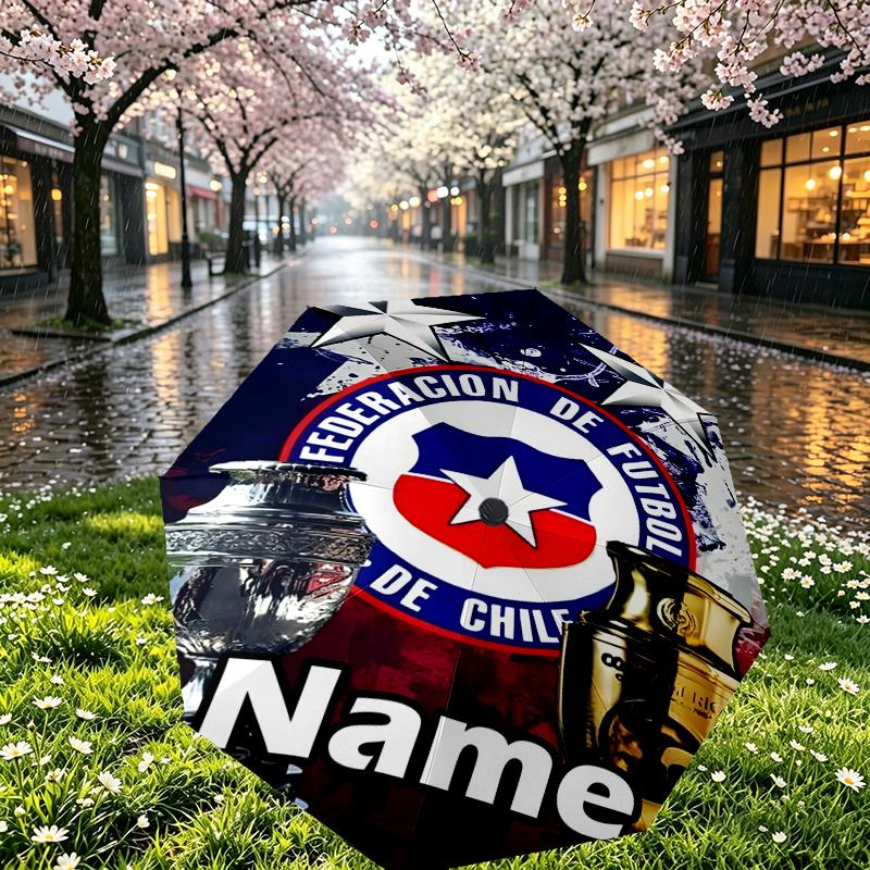Custom Name Personalized football team Print Umbrella, Auto Open Close, 8‑Rib Sturdy Frame, Commute Camping Hiking Use, Birthday Gift