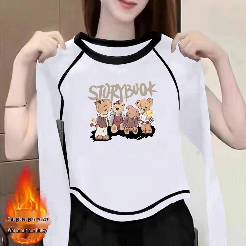 

Women s Double-Sided German Velvet Long-Sleeve T-Shirt - 2024 Chic Autumn/Winter Versatile Top XXL for 67.5-72.5 kg