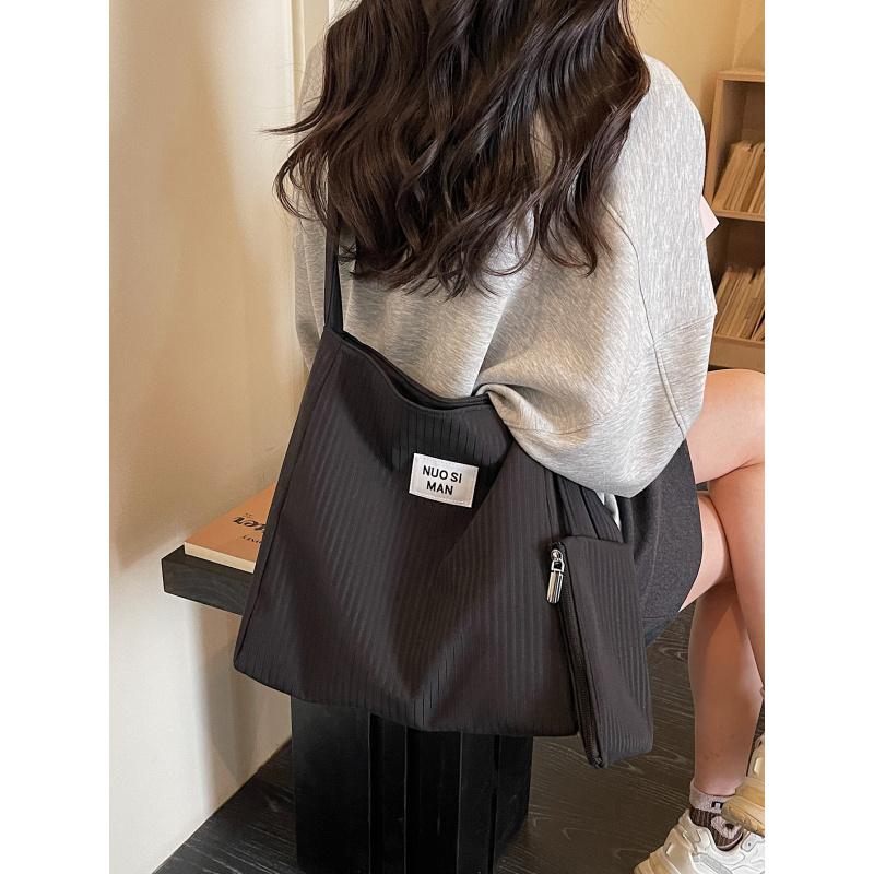 Striped Tote Bag for women2026Spring and Summer New Large-capacity Commuter Shoulder Bag, Simple and Versatile Canvas Crossbody