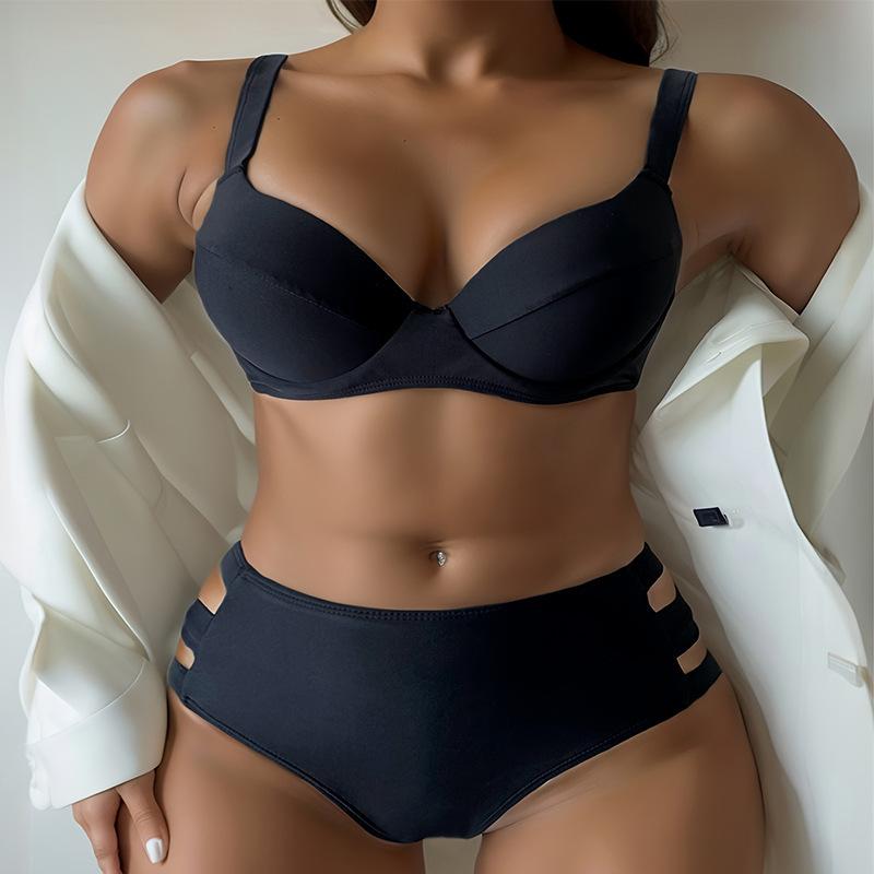 TS JYL-SW288 Stripe Ruffle Cami Bikini, High-Waist Spa Swimwear For Ladies S