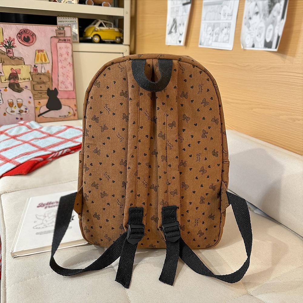 Japanese Ins Style Sweet Corduroy Backpack Autumn and Winter College Style Large Capacity Backpack Travel Backpack