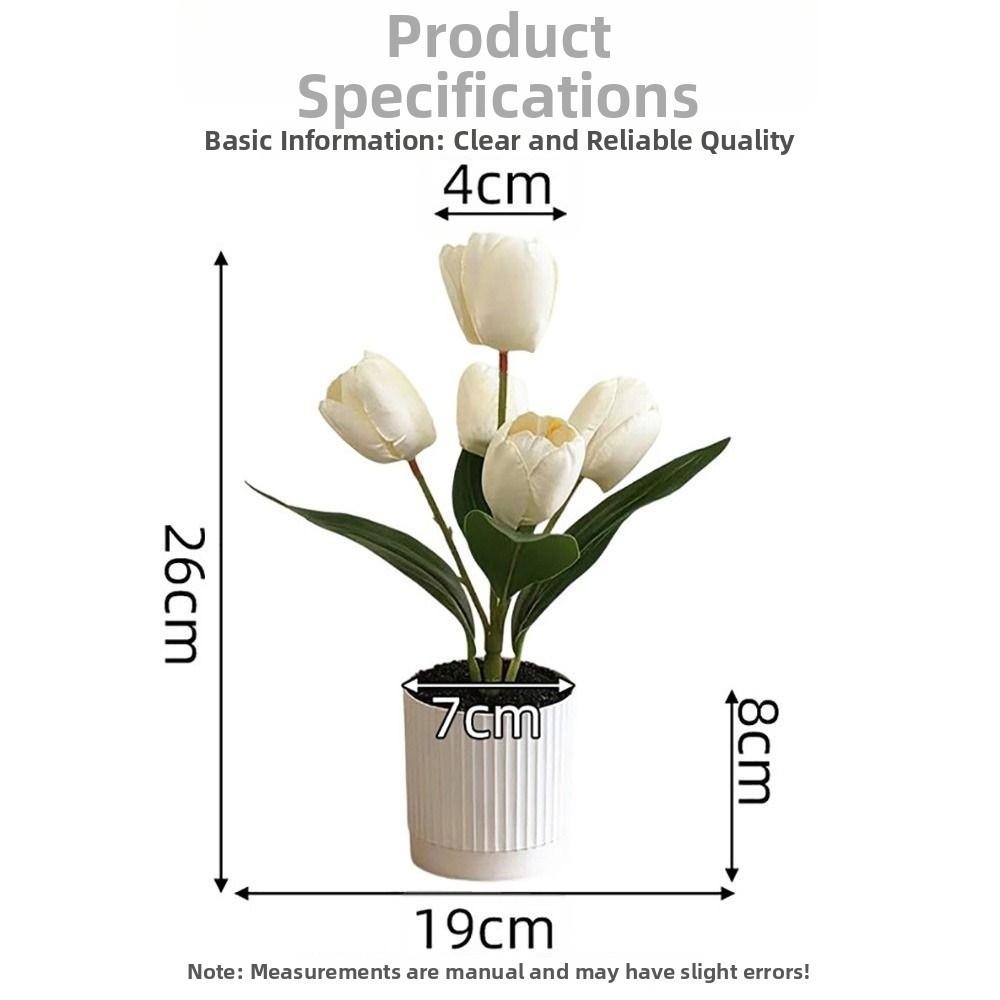 3/5 Heads Artificial Tulip Flower Bonsai Multicolor White Flowerpot Simulation Flower Bonsai Photo Props Faux Flower Potted Gift