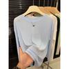 New Ice Silk Cool Tulle Long-sleeved Sunscreen Blouse Women's Fashion Versatile Breathable Solid Color T-shirt Top Summer