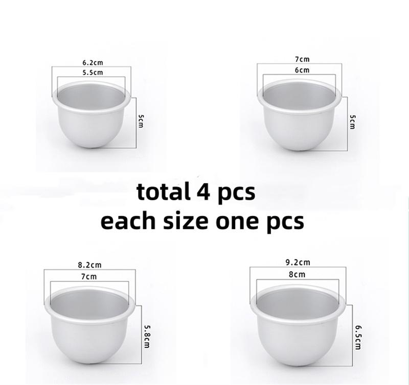 4pcs or 2 Pcs Set Round Bath Bomb Molds Aluminum Alloy Ball Sphere Bath Bomb Mold Cake Baking Pastry Mould DIY Bathing Tool
