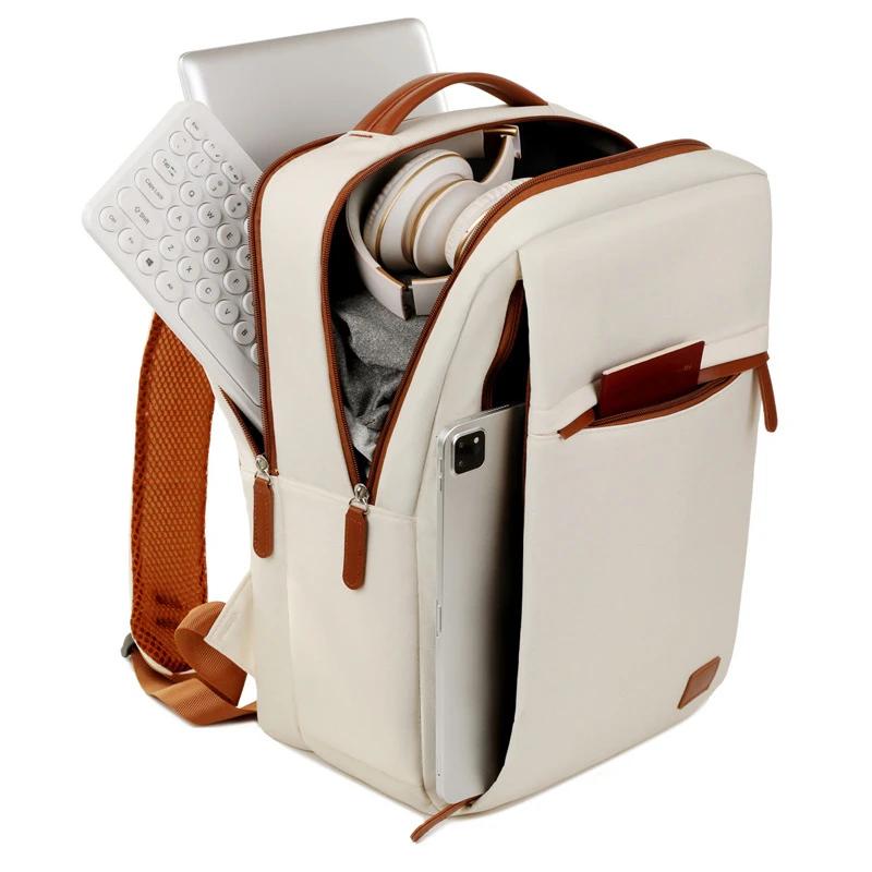 Mochila de Negócios Para Homens Mulheres Design Moderno Mochila para Laptop de 15,6 Polegadas Azul Bege Mochila Escolar para Estudantes Mochila de Embarque Masculina