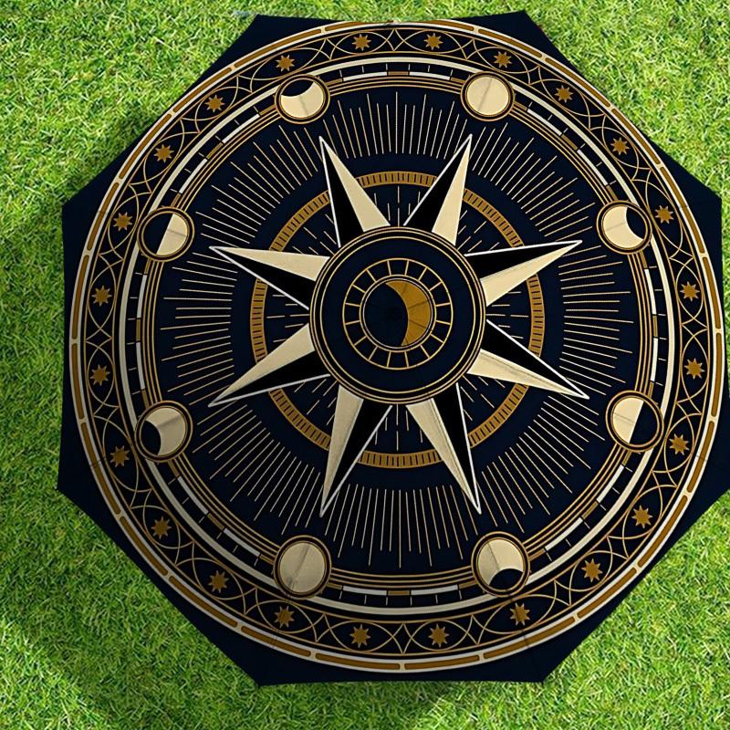 Compass Rose Design Umbrella: A Stylish and Functional Companion for Outdoor Adventures, Featuring Automatic Opening/Closing Mechanism, Lightweight