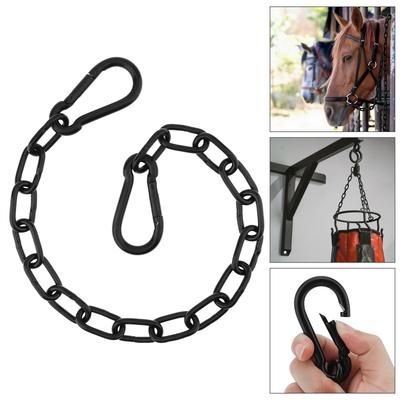 19.7 Inch 5mm 304 Stainless Steel Gate Chain Lock for Outdoor Fences Pet Cages Livestock with 2pcs M8 Carabiners Black