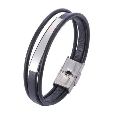 New Leather Men Women Bracelets Trendy Stainless Steel Chain Link Cuff Charm Bracelets