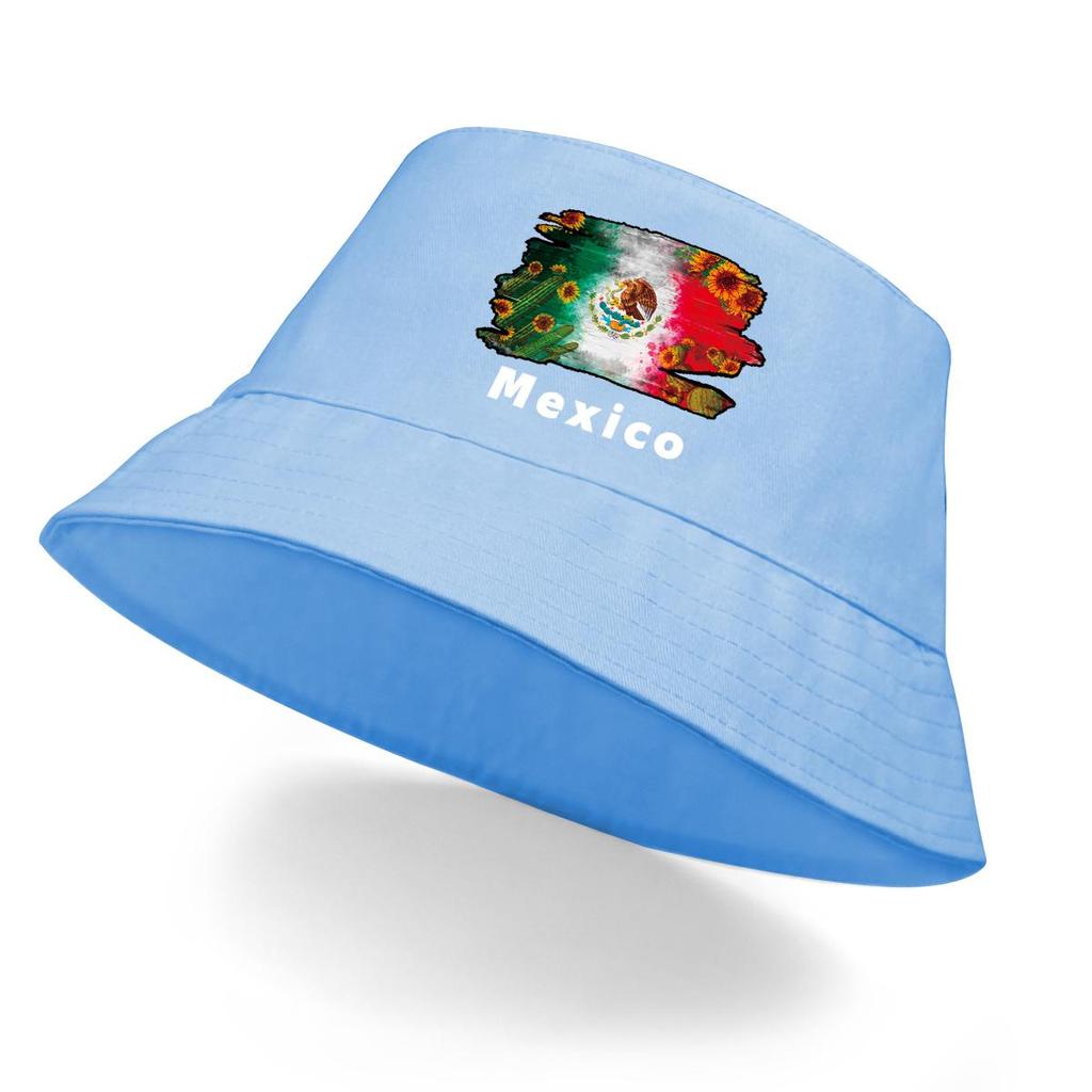 Mexican Flag Cactus Print Bucket Hat , Patriotic Fisherman Cap Fashion Casual Reversible Fishing Hat