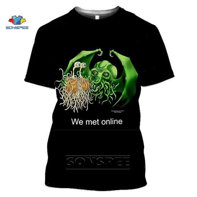 Camiseta con estampado 3D de Cthulhu y Lovecraft, camiseta Miskatonic para hombres, camiseta divertida con cuello redondo de llamada de Cthulhu, Top de verano para mujeres