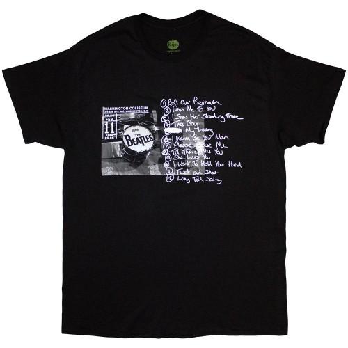 The Beatles Unisex Adult Washington Coliseum 64 Drum & Setlist T-Shirt
