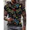 3D Digitaldruck Herren Freizeit Lebendiges Neon Game Controller Design T-Shirt Neu im Rundhals Kurzarm Gamer T-Shirt für Männer