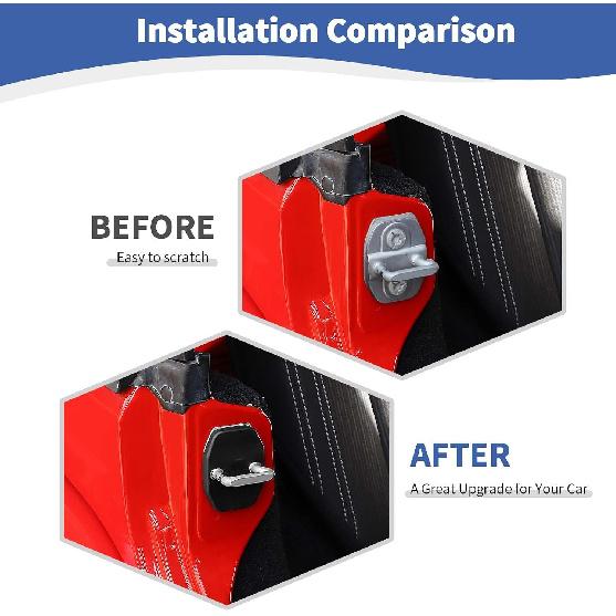 RT-TCZ for Jeep JKU Door Lock Cover Protector Fit for Jeep Wrangler JKU 2007-2017 4DR Black Interior Accessories 6pcs