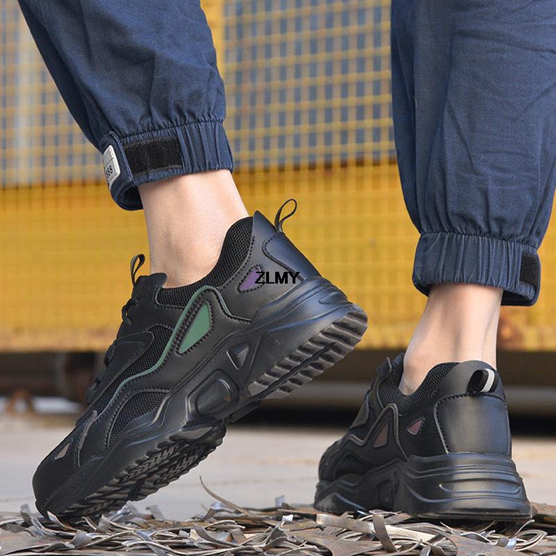 Mode Große Größe Frauen Sicherheitsschuhe Plattform Stahlkappe Sneaker Männer Frau Arbeit Sicherheitsstiefel Atmungsaktive leichte Industriearbeitsschuhe Weiblich