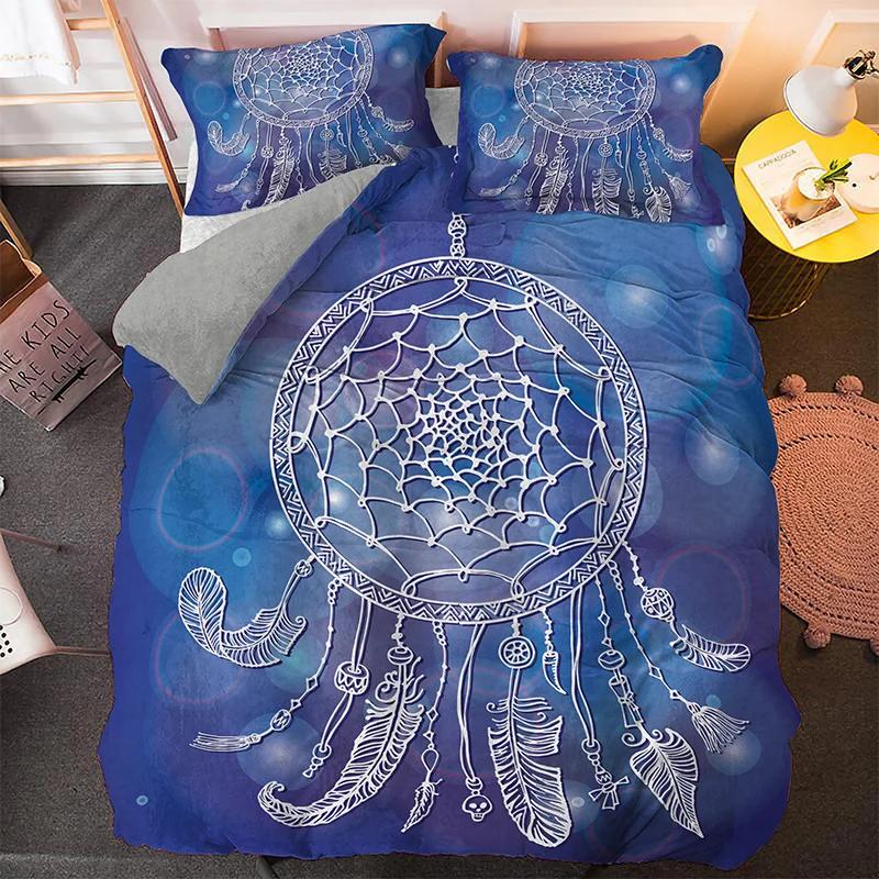 Bohemian Dream Beding Set King Quen Sized Dimensions Colorful Catcher Soft Duvet Cover Set Purple Dark Blue 2/3pcs Polyester Comfortable Quilt Cover