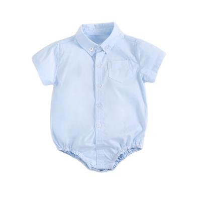 Rompers Jumpsuits for Baby Boys Clothing Short Sleeve Buttons Years Old Cotton Fashion Collared 9378 Blue 18Month [Misia Luxury] Children's