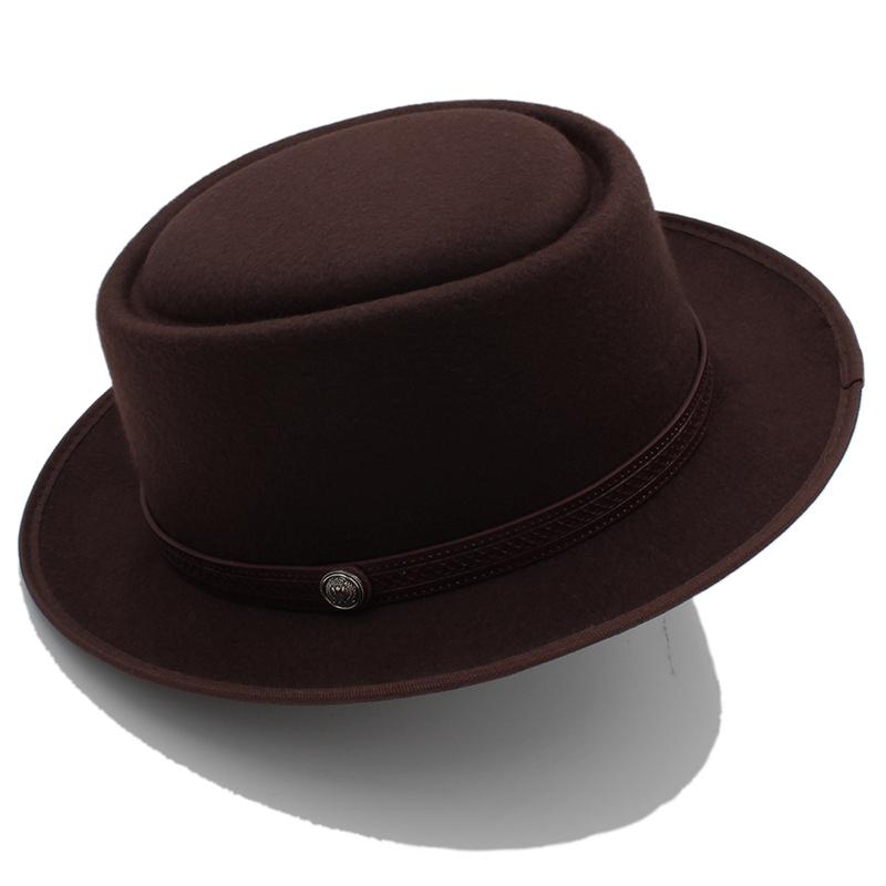 Vintage Porkpie Hats for Men Solid Black Fedora Hats Simple Pork Pie Hat Gentleman Fashion Sombrero Hombre Chapeu Masculino Show