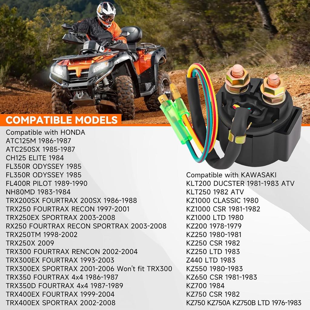 AHL Starter Solenoid Relay For Honda TRX400EX Sportrax 2002-2007 ATV / TRX300EX Sportrax 2001-2006 / TRX300EX FOURTRAX 1993-2003 / TRX400EX FOURTRAX
