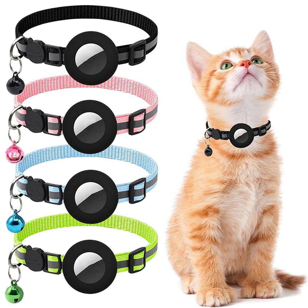 Detachable Bell Cat Collar with Reflective Strip Pet Tracker Accessories Pet Collar for AirTag