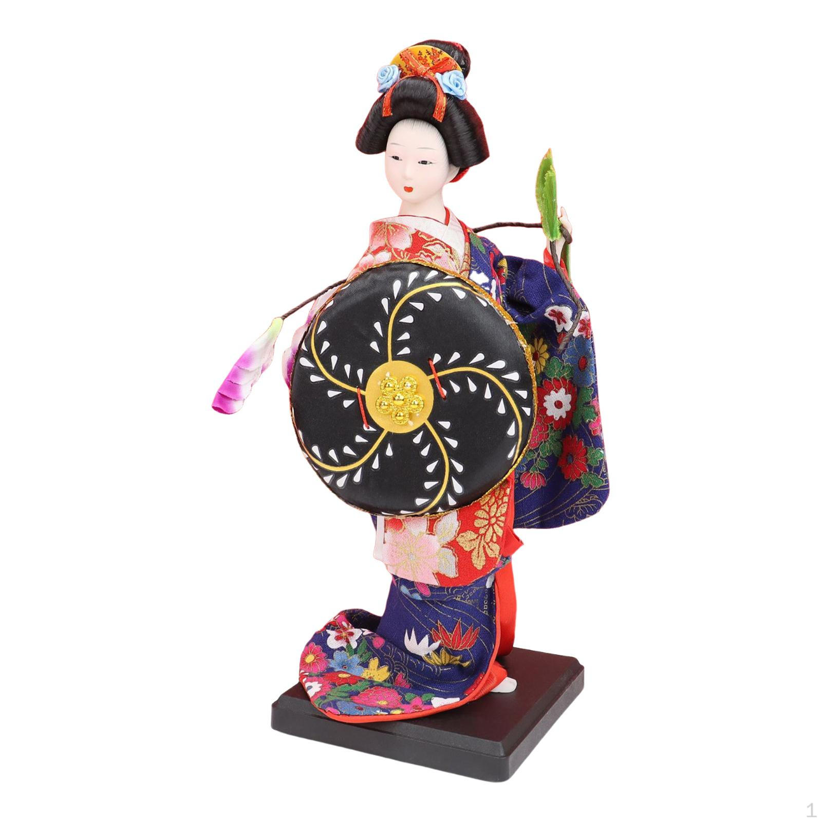 

Ethnic Japanese Geisha Doll Collectible Figurine Female Statue Kimono for Home Office Style I
