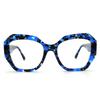 Luxury Reading Glasses For Women High Quality Polygonal Frame Retro Blue Print Optical Prescription Eyeglasses