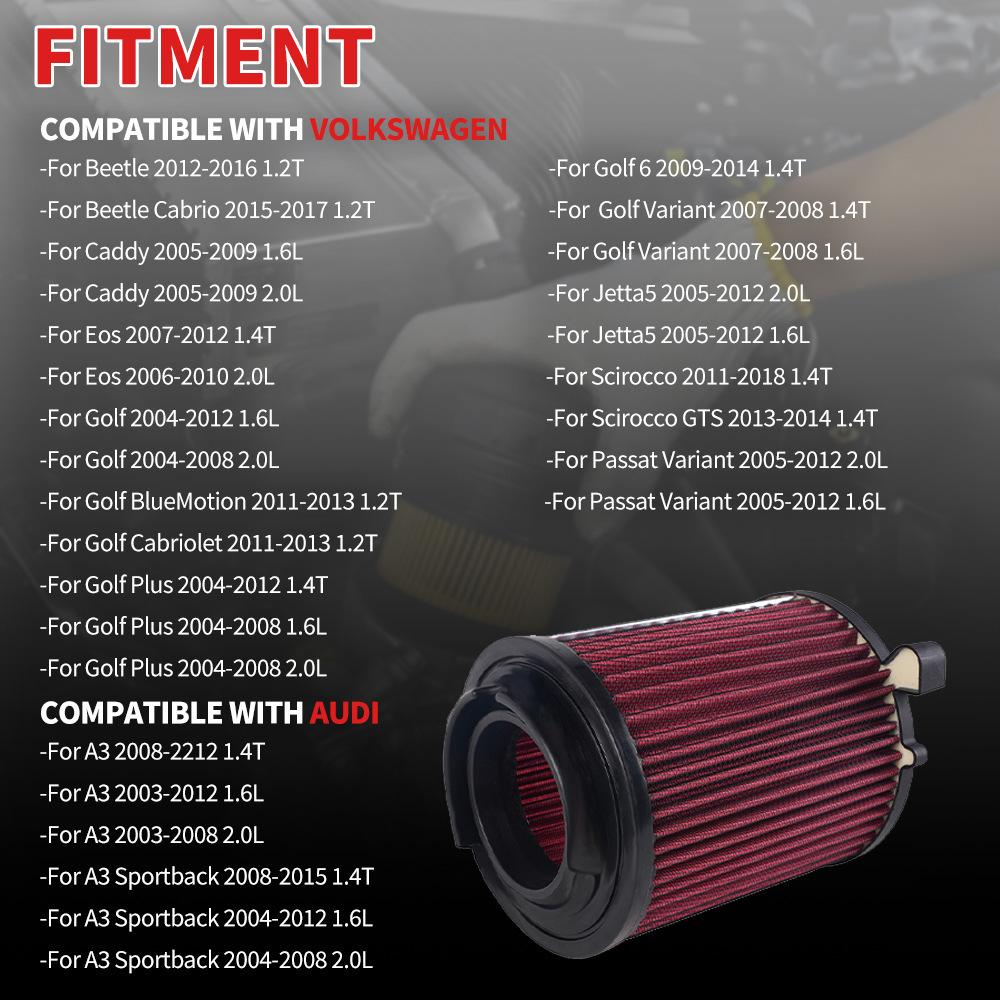Car Accessories Wear Parts Air Filter For Beetle 2012-2016 1.2T Golf 2004-2008 2.0L Jetta 5 2005-2012 1.6L Golf Plus