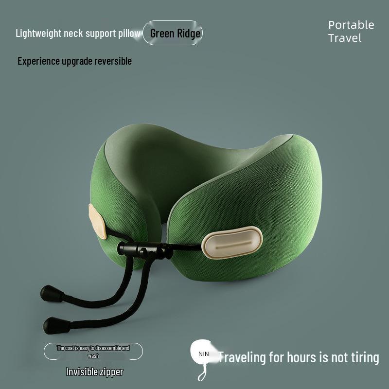 Compact Memory Foam Travel Neck Pillow - Foldable U-Shape for Airplane and Nap Comfort