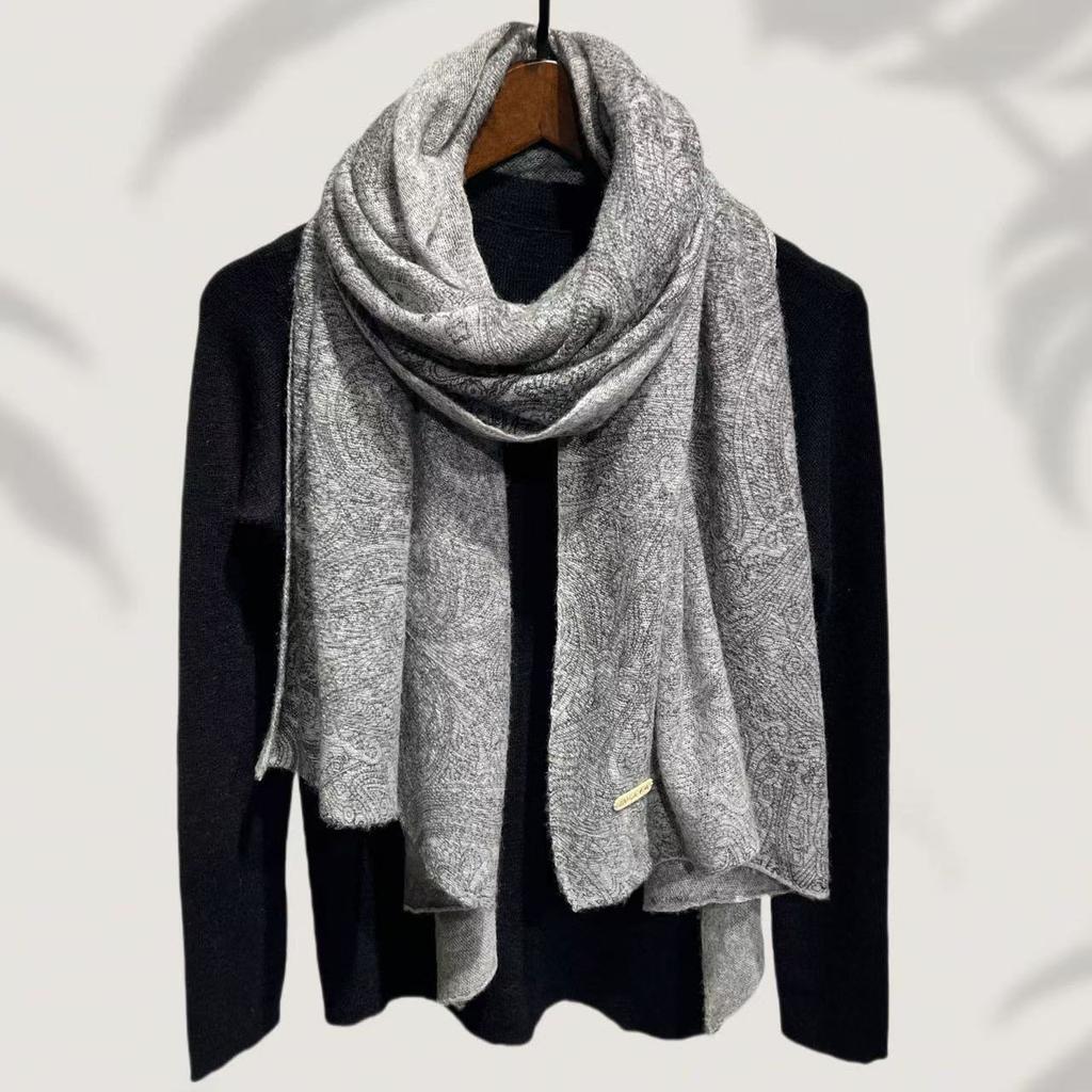 100% Cashmere 70x180cm Print Wrap Scarf Women Lightweight Breathable Knitted Pashmina Shawl Travel Cape Foulard All-Season Chic Layering
