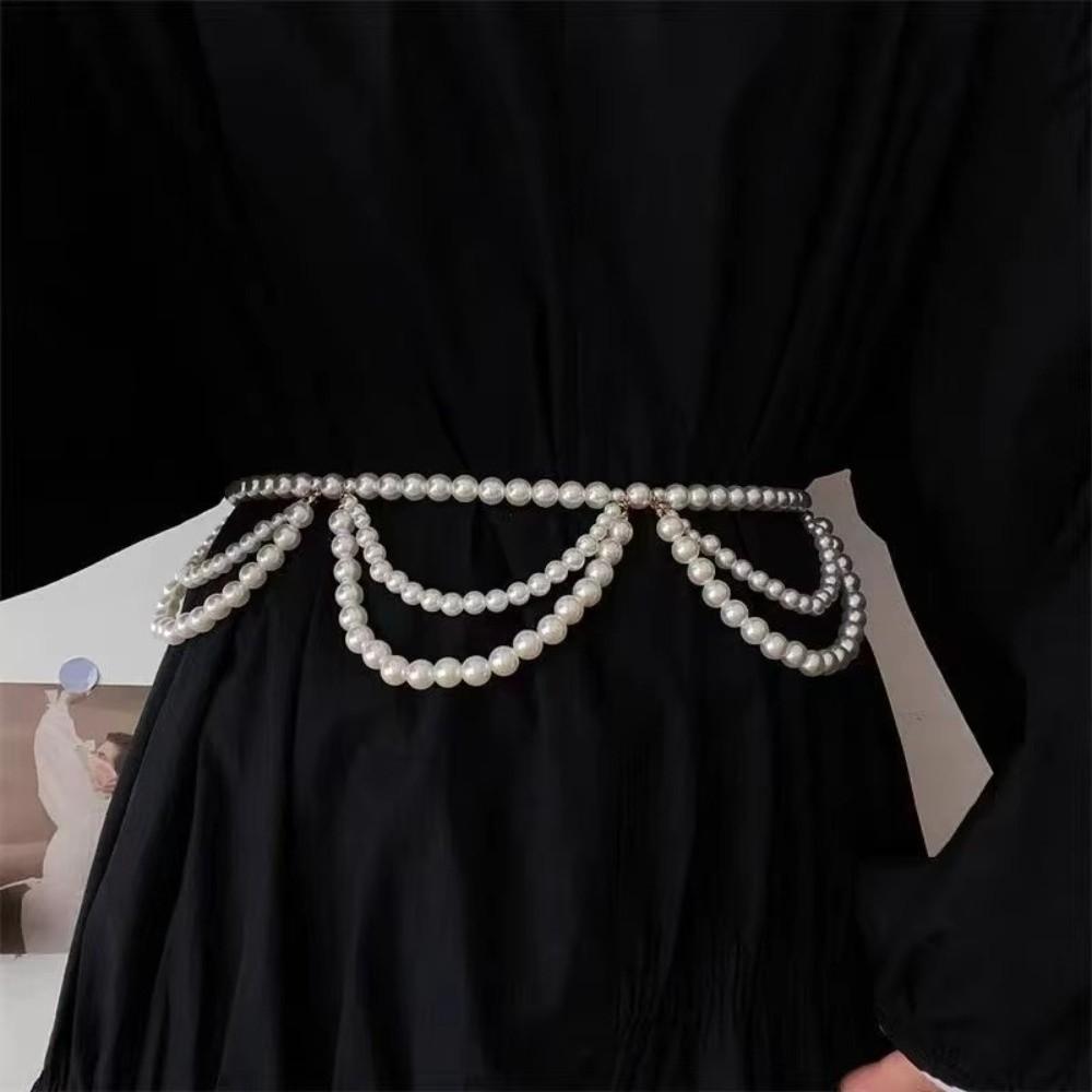 Elegant Pearl Waist Chain French Style Body Jewelry New Waist Belt For Women Dresses