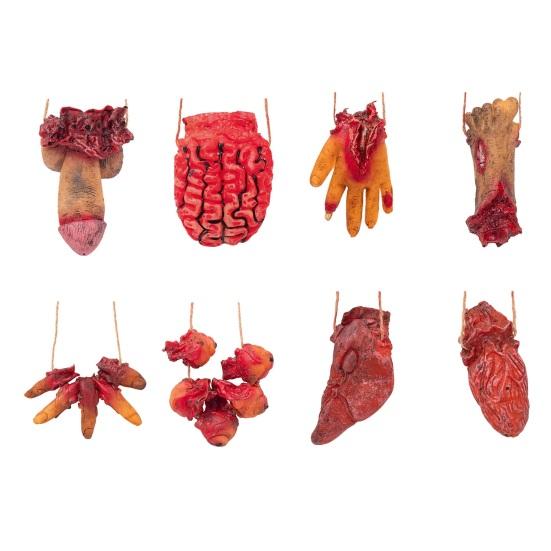1/8Pcs Halloween Hanging Human Body Parts Decoration Simulation Broken Hands Legs Eyeballs Brain Heart
