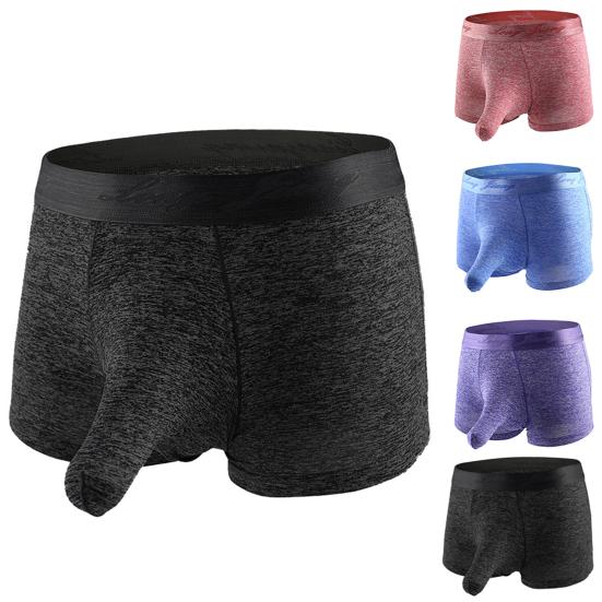 Sexy Men Elephant Nose Penis Pouch Boxers Briefs Mid Rise Breathable Underwear