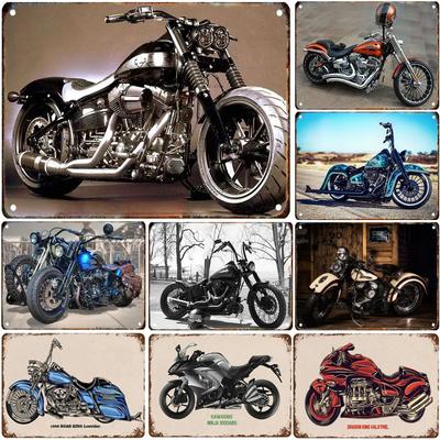 Metal Tin Signs Plaque Cool Motorcycle Wall Decoration Vintage Iron Painting Art Posters for Man Cave Home Cafe Garage Club Bar