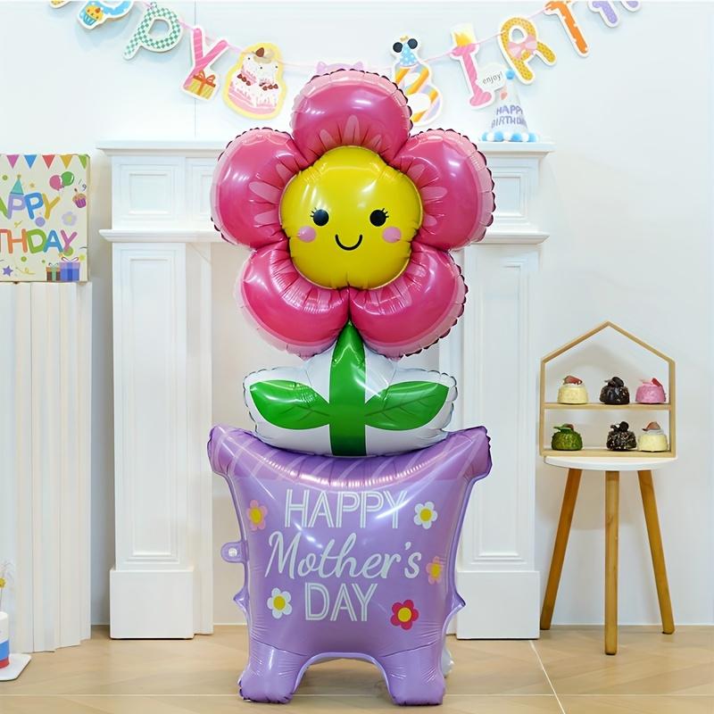 1pc 61-Inch Standing Smiling Face Flower Oversized Balloon for Mother'S Day Festive Event Atmosphere Decoration Photo Props