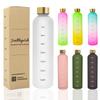 Healthywish Water Bottle with Time Marker, 1 Liter, 1000ml, Slim and Stylish, Clear Water Bottle (White)