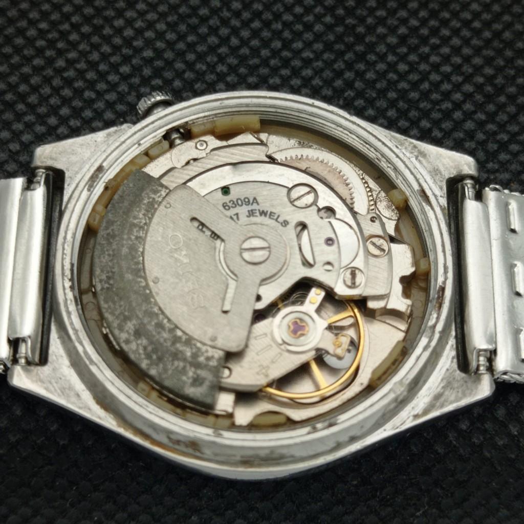 GEBRAUCHTE VINTAGE SEIKO 5 AUTO 6309A JAPAN HERREN TAG/DATUM SILBERUHR 588c-a313918-9