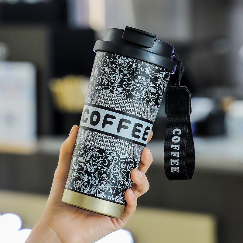 Light Luxury High-grade Water-sensitive Cup Stainless Steel Portable Coffee Cup Large Capacity High Value Niche Thermal Insulation Kettle