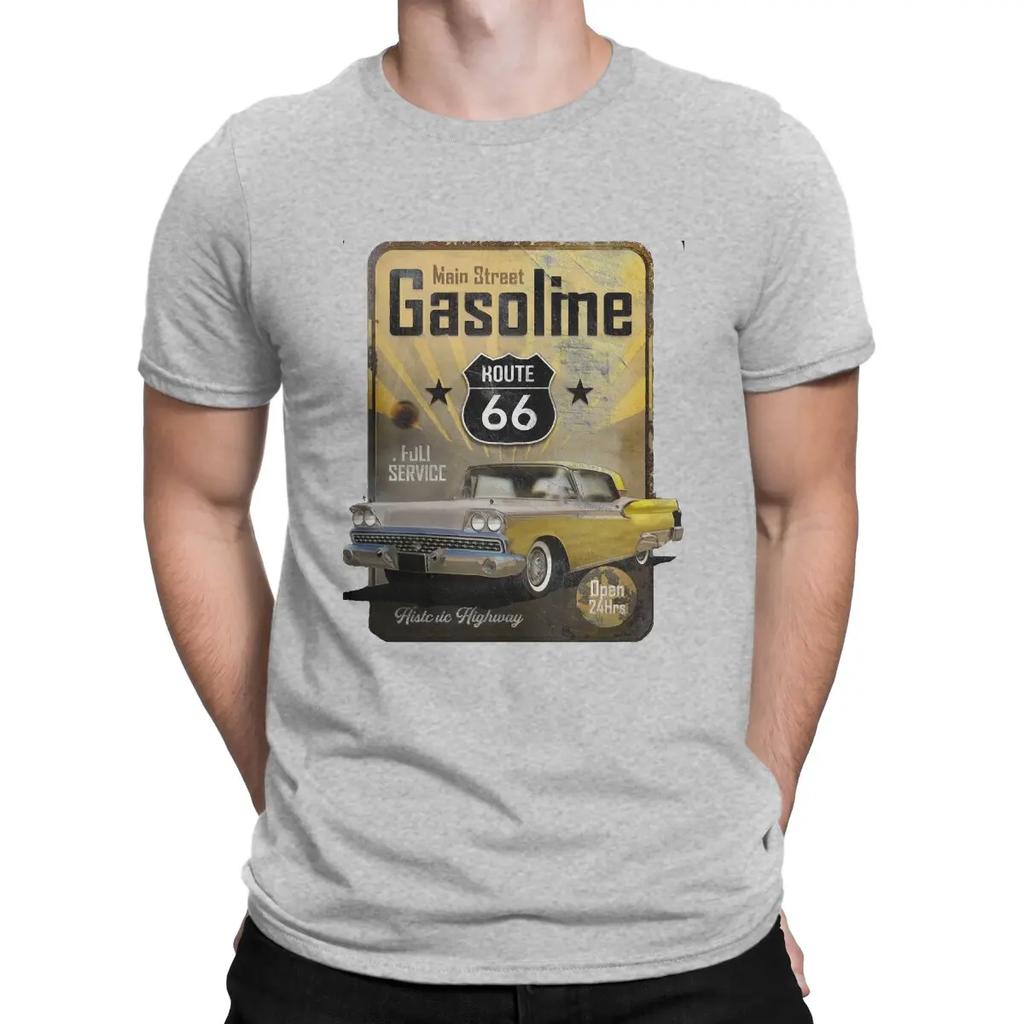 Route 66 Gasoline Unique TShirt Vintage 66 Route Casual T Shirt Summer Stuff For Men Women