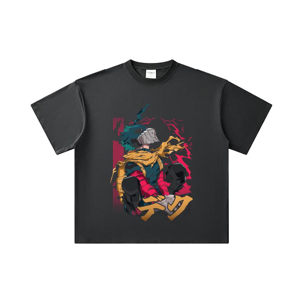 260 GSM Double Yarn 32 Count 100% Cotton My Hero Academia V16 Deku Print Unisex Heavy Cotton T Shirt
