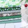 7Pcs Cotton Cotton Fabric 50*50cm Dark Green Pre-cut Fabric Small Floral & Plain Weave 7 Assorted Styles Fabric Bundle