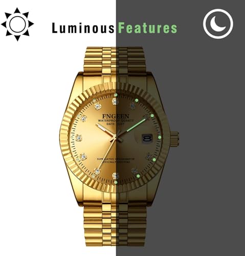 Couple's Gold Stainless Steel Watches: 3ATM Water Resistant, Stylish Analog Display, Japanese-Made Quartz Movement, Gold, Leisure, Business, Men's, Wo