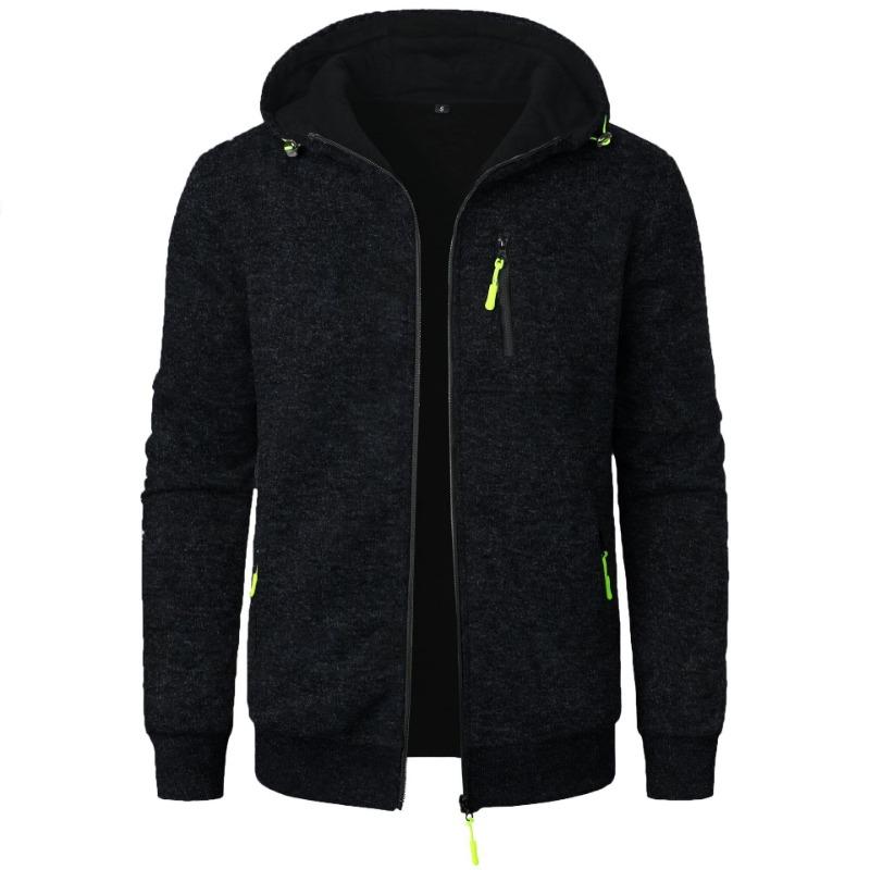 New Men's Sports Fitness Casual Jacquard Sweatshirt Cardigan Hooded Jacket