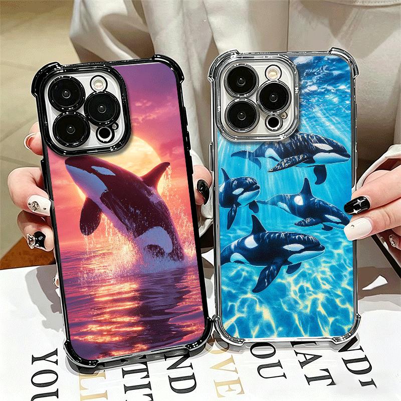 Orca Ocean Pattern Soft Phone Case For iPhone 15 16 17 Air 14 Pro Max 16E Plus 13 12 Mini Plating Anti-Fall Fundas